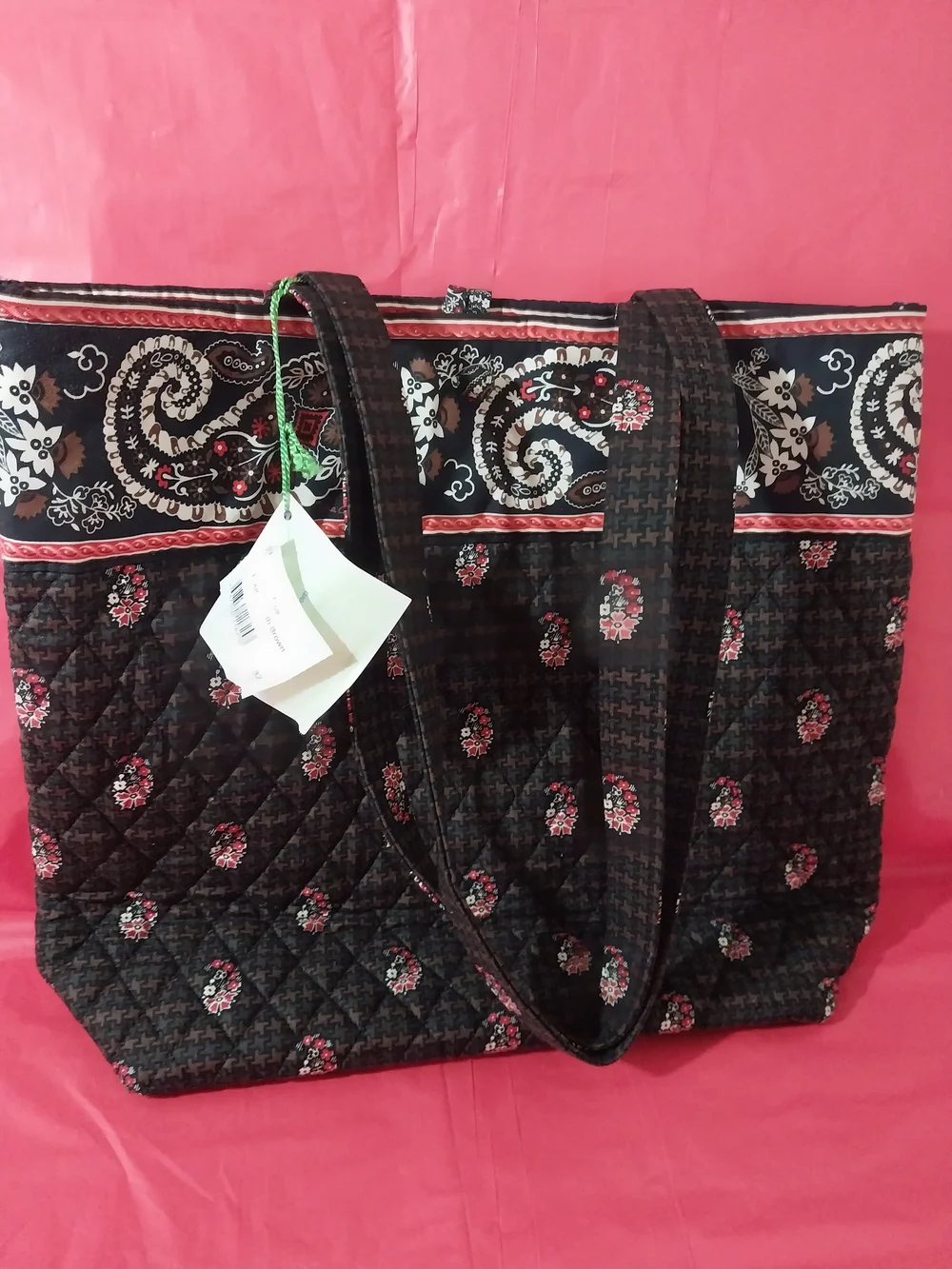 Vera Bradley NWT Quilted Black Paisley Tote Bag In Retired 